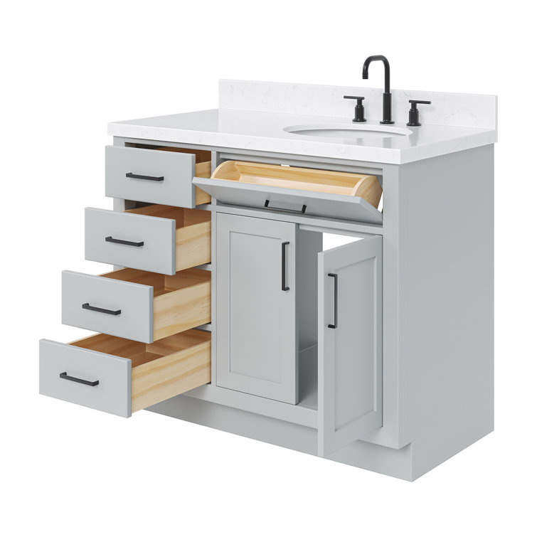 Hepburn 42" Gray Hardwood Freestanding Single Basin Vanity