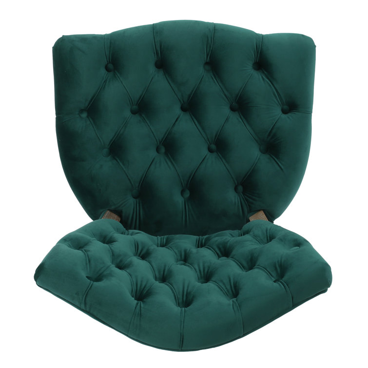 Elizabeth Tufted Dark Green Velvet Wood Dining Chairs (Set of 2)