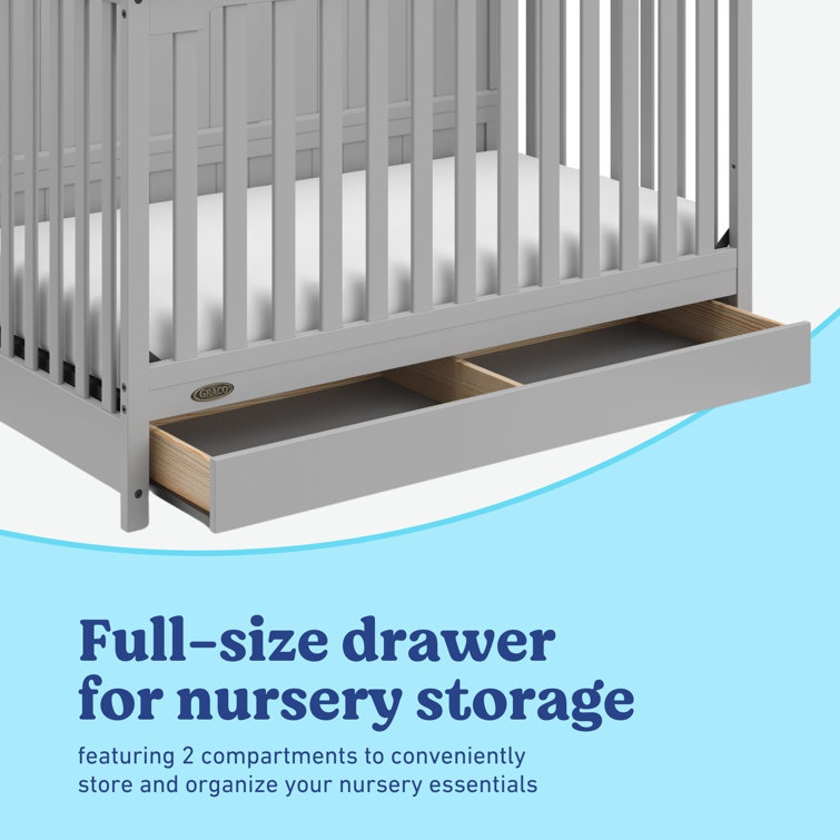 Pebble Gray 5-in-1 Convertible Crib with Storage Drawer