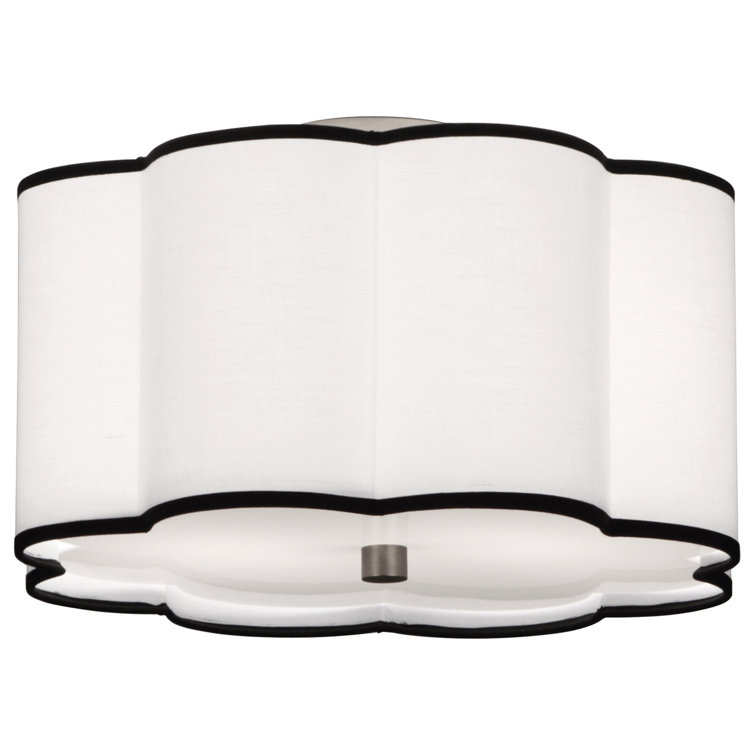Axis Scalloped Edge 16" Nickel Flush Mount with Fabric Shade