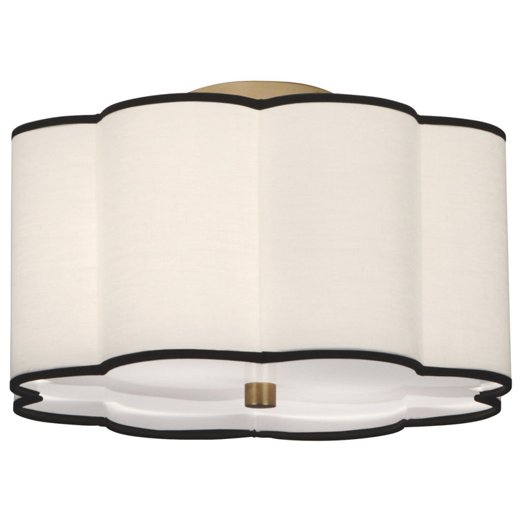 Aged Brass Scalloped 16" Flush Mount with Contrasting Trim