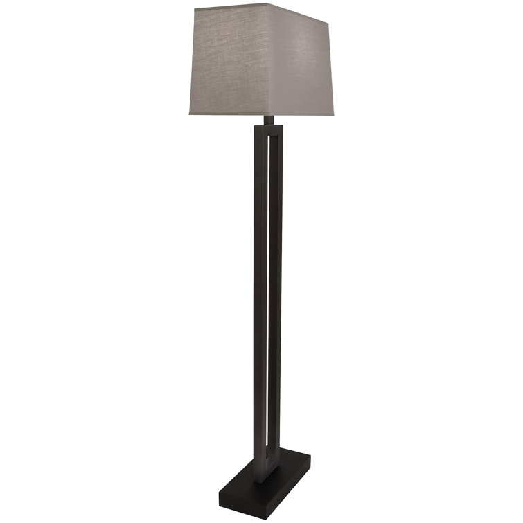 59.75" Deep Patina Bronze Metal Floor Lamp with Snowflake Shade