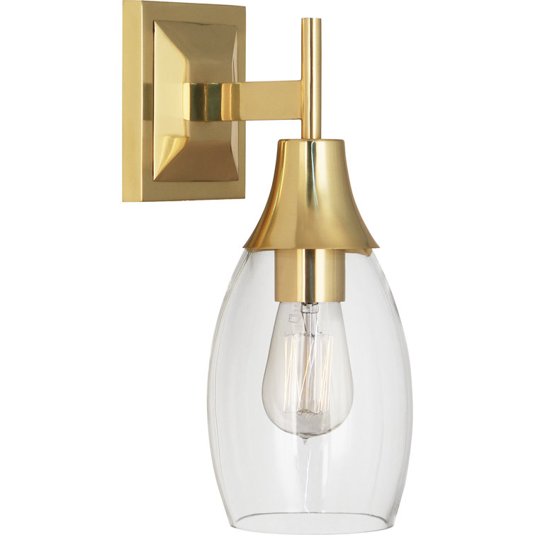 Grace 13'' Modern Brass Curved Glass Wall Sconce