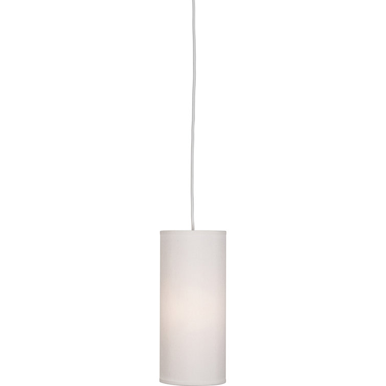 Elena Mini Painted White Glass Pendant with Pearl Dupioni Shade