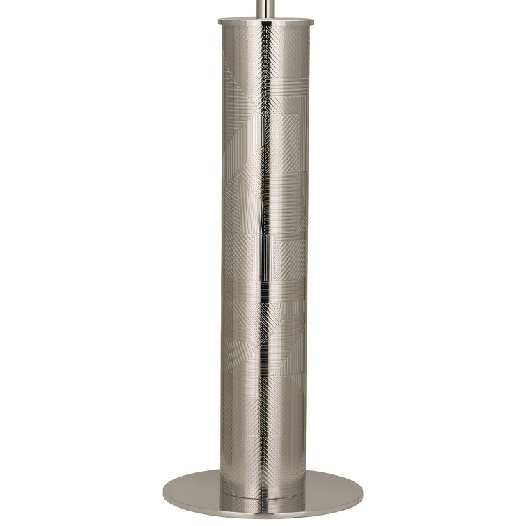 Ascot White Fabric Drum Shade Polished Nickel Table Lamp