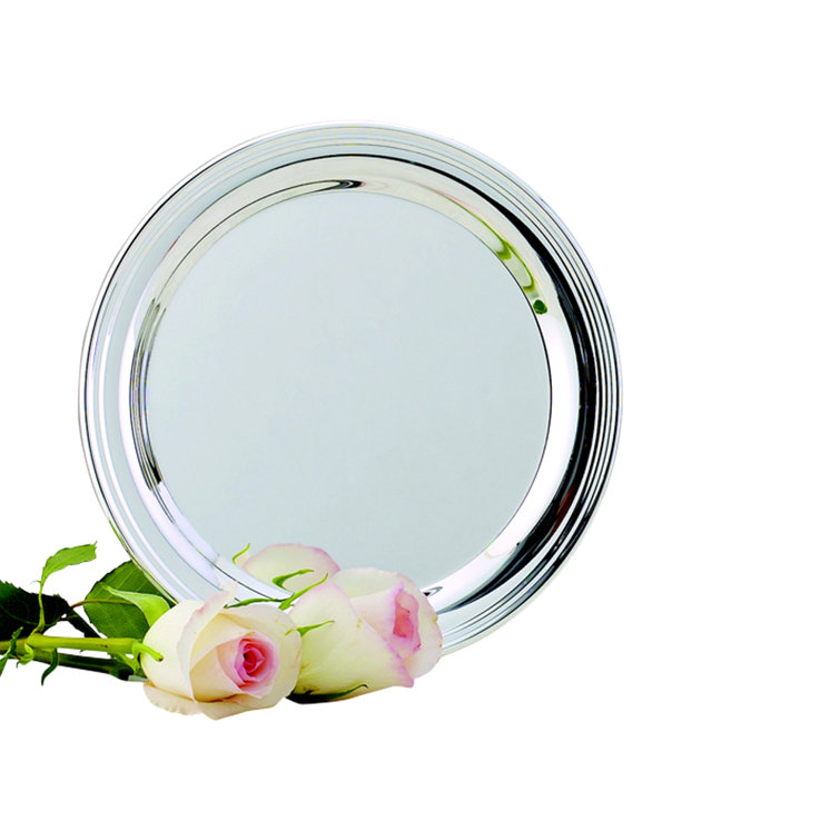 Non-Tarnish Nickel-Plated 8.5 Inch Round Metal Tray