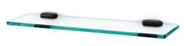 Barcelona 24" Tempered Glass & Wood Rectangle Wall Shelf