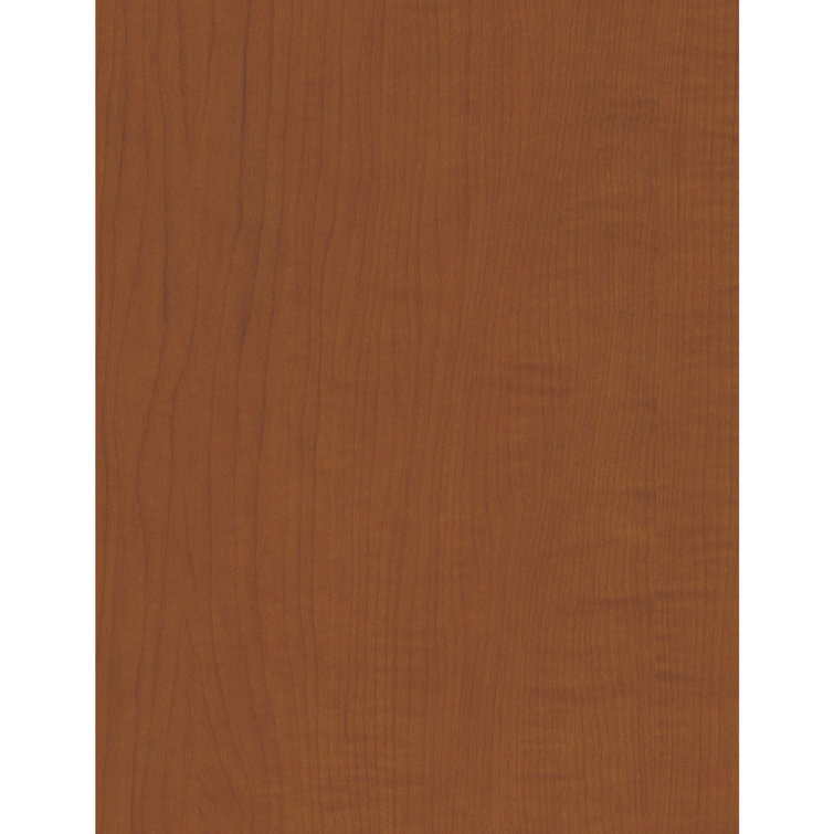 Gray and Cherry Wood L-Shaped Desk with Filing Cabinet