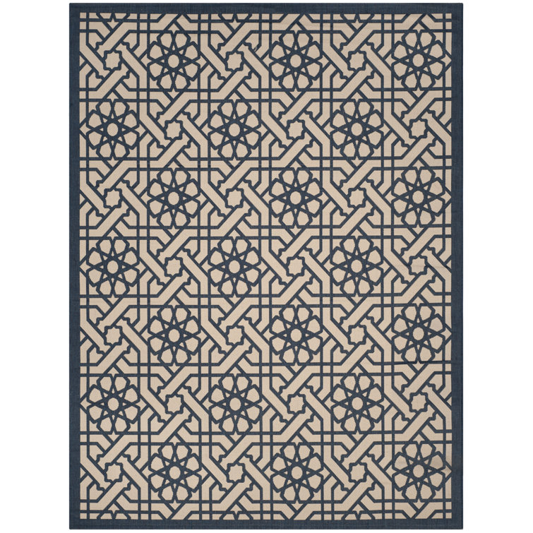 Mariner Blue and White Geometric Synthetic Rug 9' x 12'