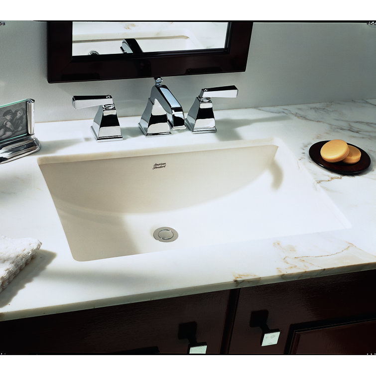 White Ceramic Rectangular Undermount Bathroom Sink