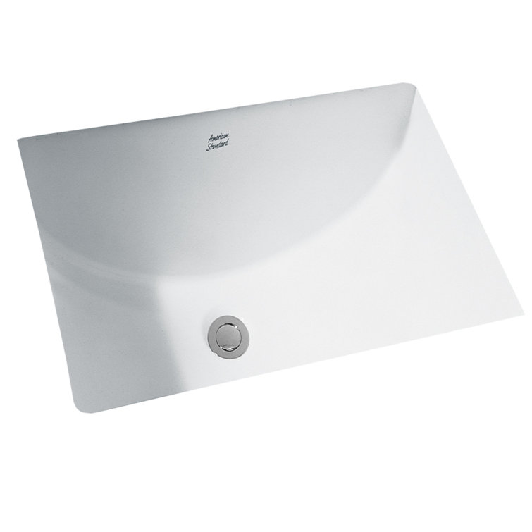 White Ceramic Rectangular Undermount Bathroom Sink