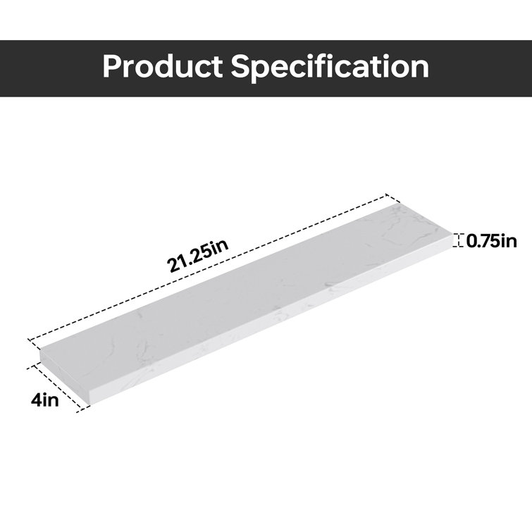 Carrara White Engineered Stone Bathroom Vanity Sidesplash 21" x 4"