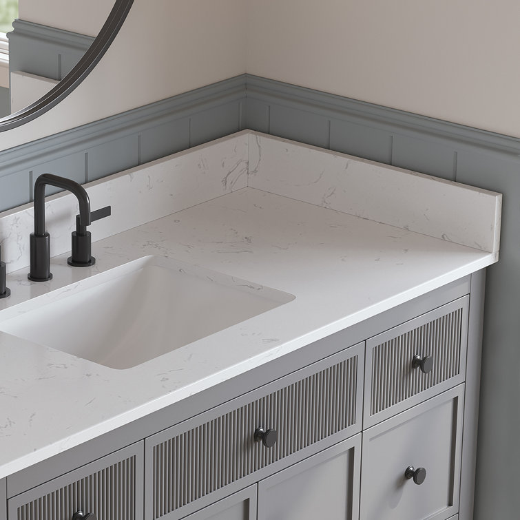 Carrara White Engineered Stone Bathroom Vanity Sidesplash 21" x 4"
