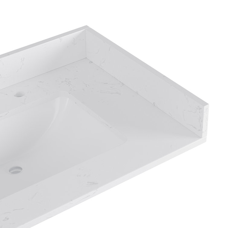 Carrara White Engineered Stone Bathroom Vanity Sidesplash 21" x 4"