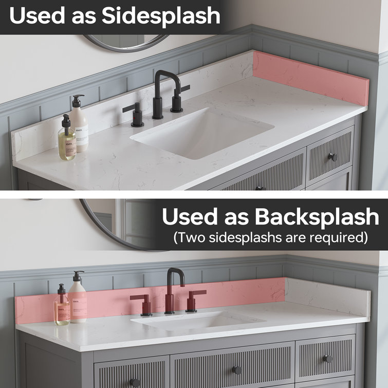 Carrara White Engineered Stone Bathroom Vanity Sidesplash 21" x 4"