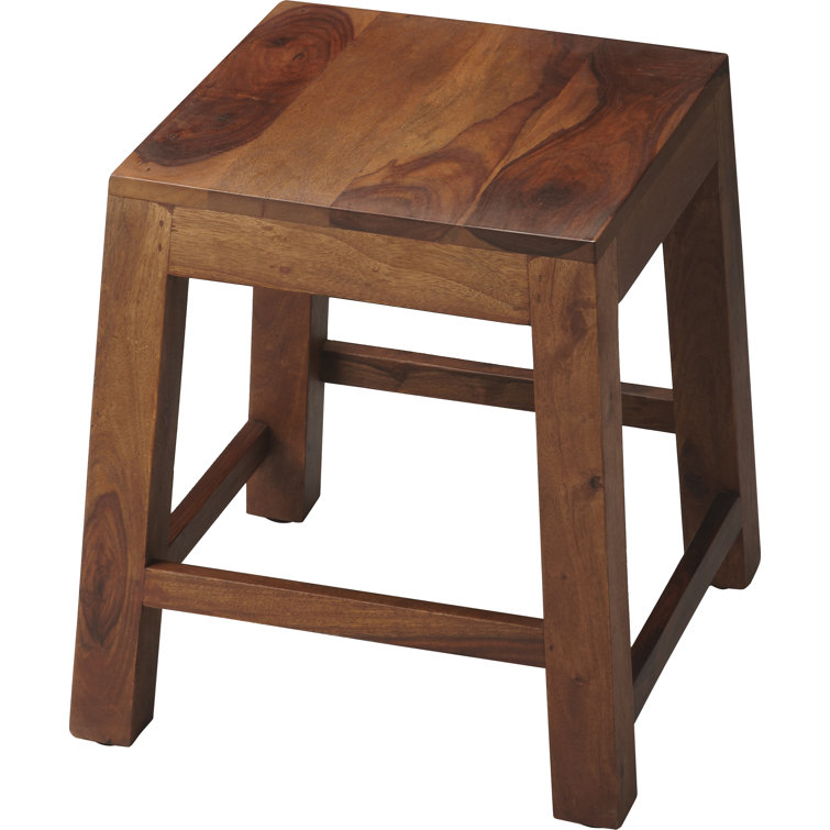 Hewett Compact Sheesham Wood Stool with Natural Grain Finish