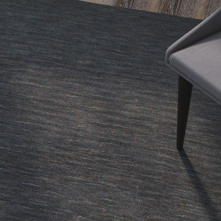 Charcoal Gray Hand-Loomed Wool Runner Rug 2'6" x 8'