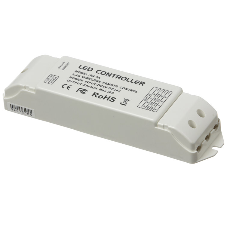 Compact Black LED Controller with 4 Channels