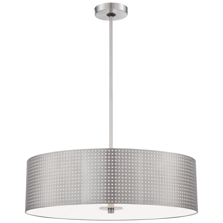 Brushed Nickel 4-Light Drum Pendant with Metal Shade
