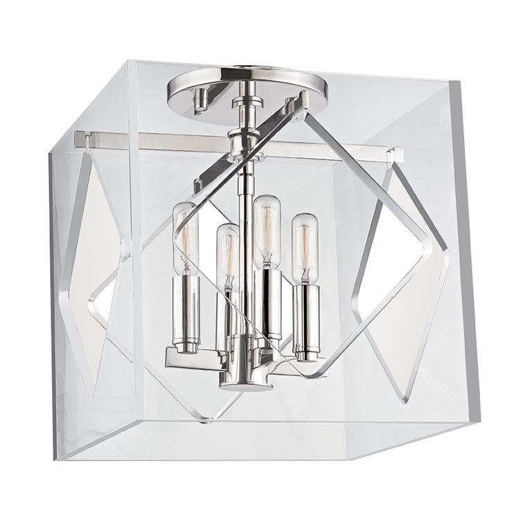Elegant Travis Aged Brass 4-Light LED Flush Mount with Clear Acrylic Shade