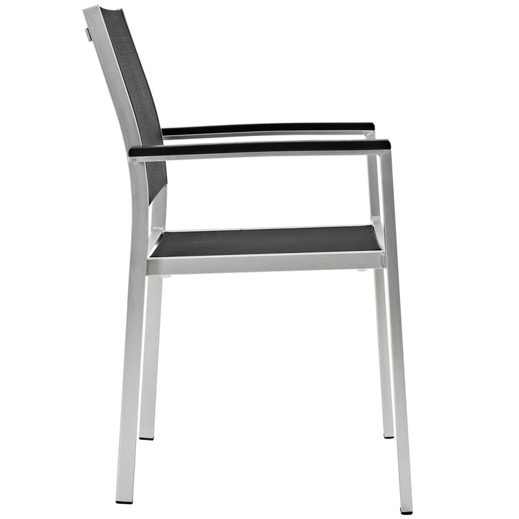 Shore 35'' Silver Black Aluminum Outdoor Dining Chair Set