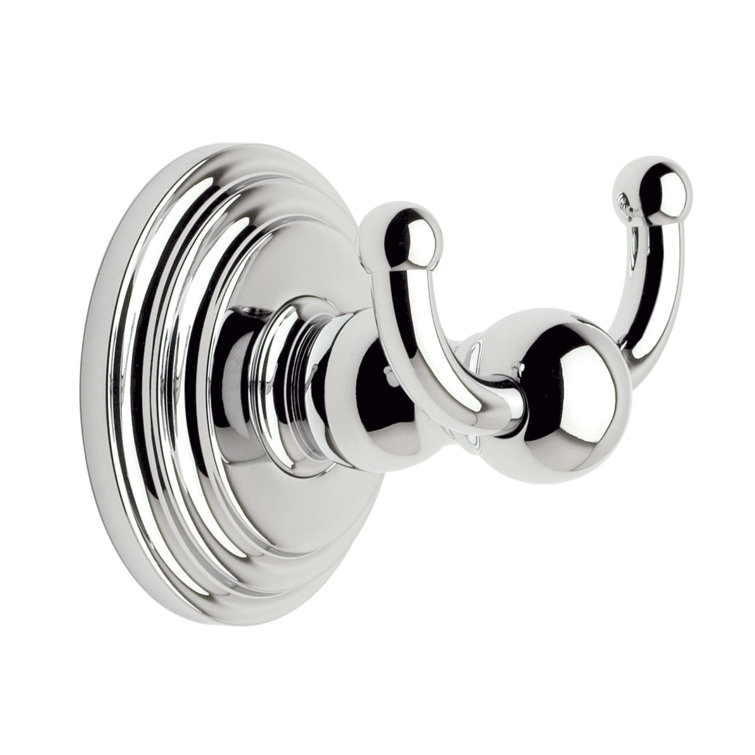 Chelsea Polished Chrome Double Robe Hook in Brass