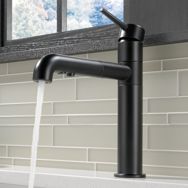 Matte Black Stainless Steel Pull-Out Spray Kitchen Faucet