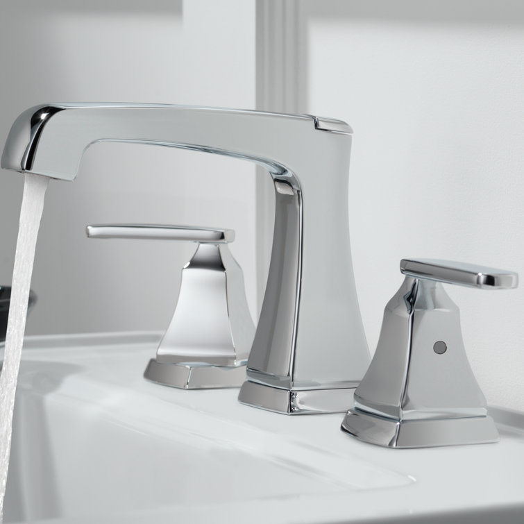 Chrome Modern Widespread Bathroom Faucet with Drain Assembly