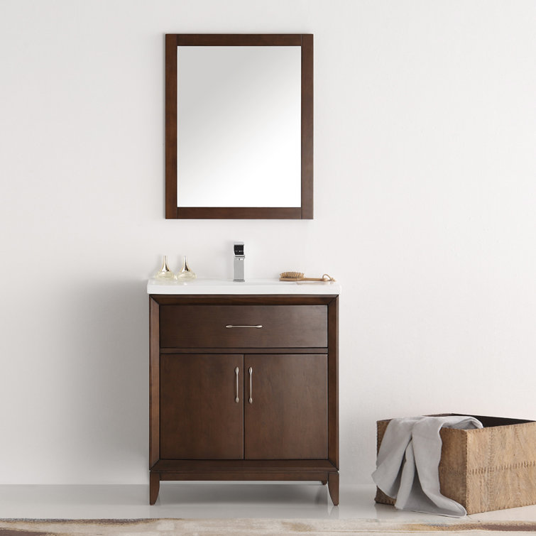 Antique Coffee 30" Country Style Bathroom Vanity Set with Mirror
