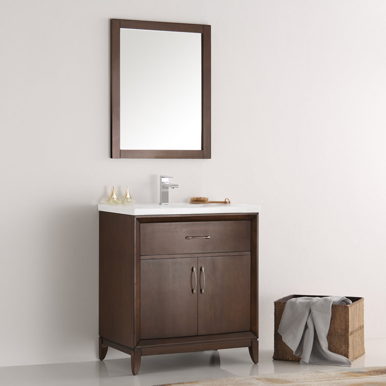 Antique Coffee 30" Country Style Bathroom Vanity Set with Mirror