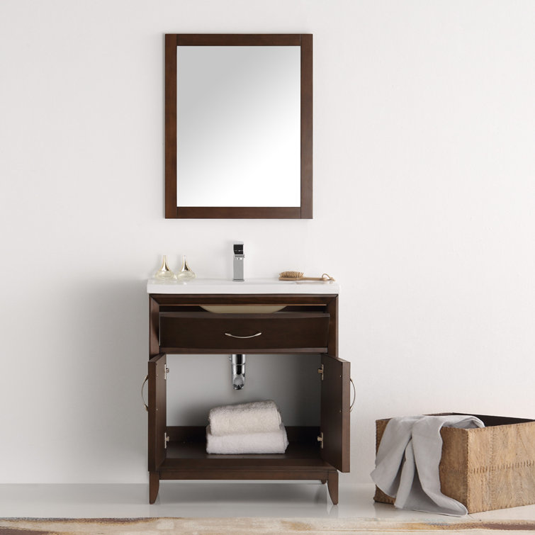 Antique Coffee 30" Country Style Bathroom Vanity Set with Mirror