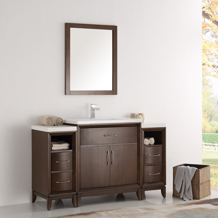 Antique Coffee 54" Free-Standing Vanity Set with Mirror