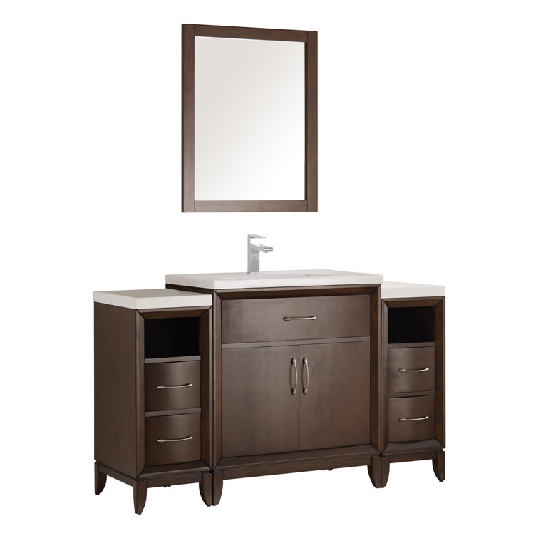 Antique Coffee 54" Free-Standing Vanity Set with Mirror