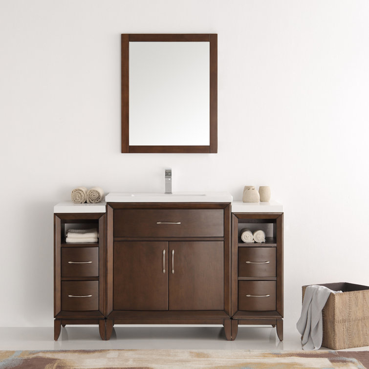 Antique Coffee 54" Free-Standing Vanity Set with Mirror