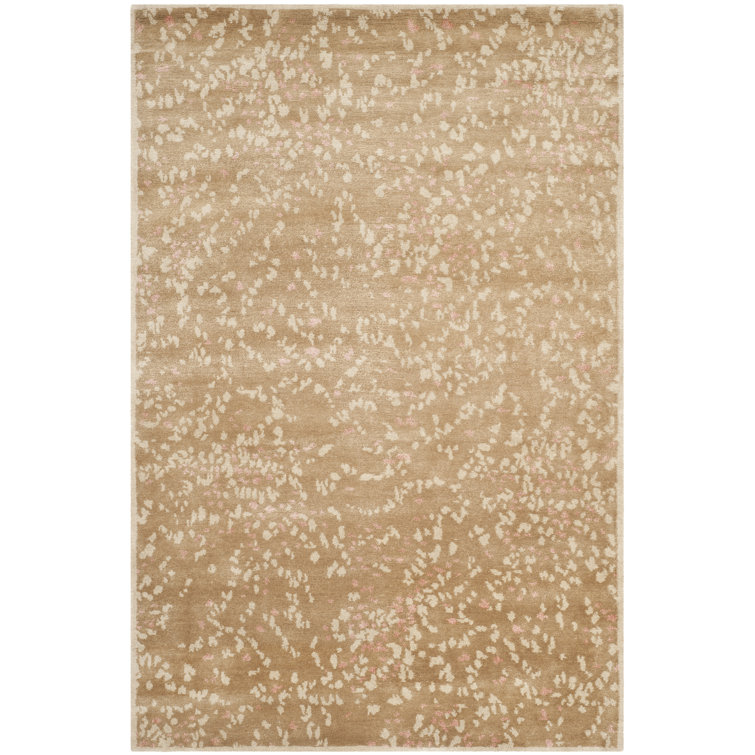 Art Deco Inspired Sakura Tree Branch Motif Silk/Wool Area Rug, 4' x 6'