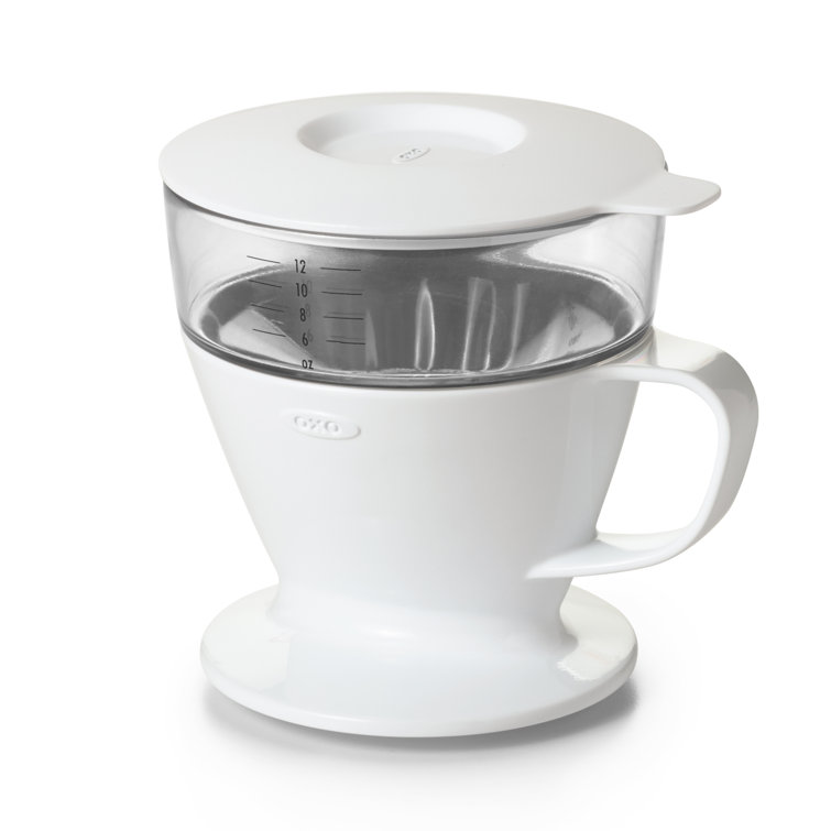 White 12 oz Single Serve Pour-Over Coffee Maker