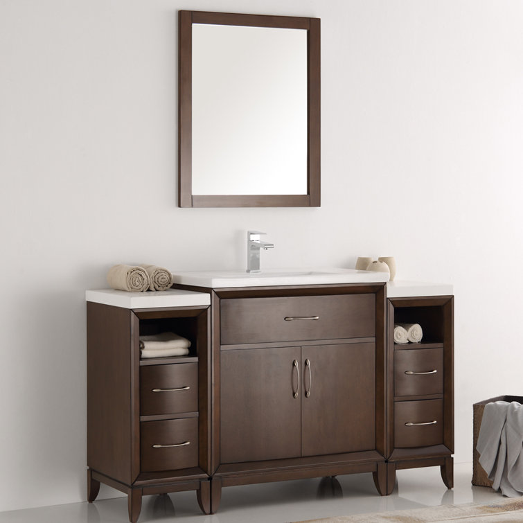 Antique Coffee 54" Free-Standing Vanity Set with Mirror