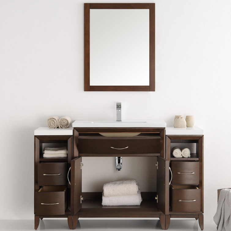 Antique Coffee 54" Free-Standing Vanity Set with Mirror