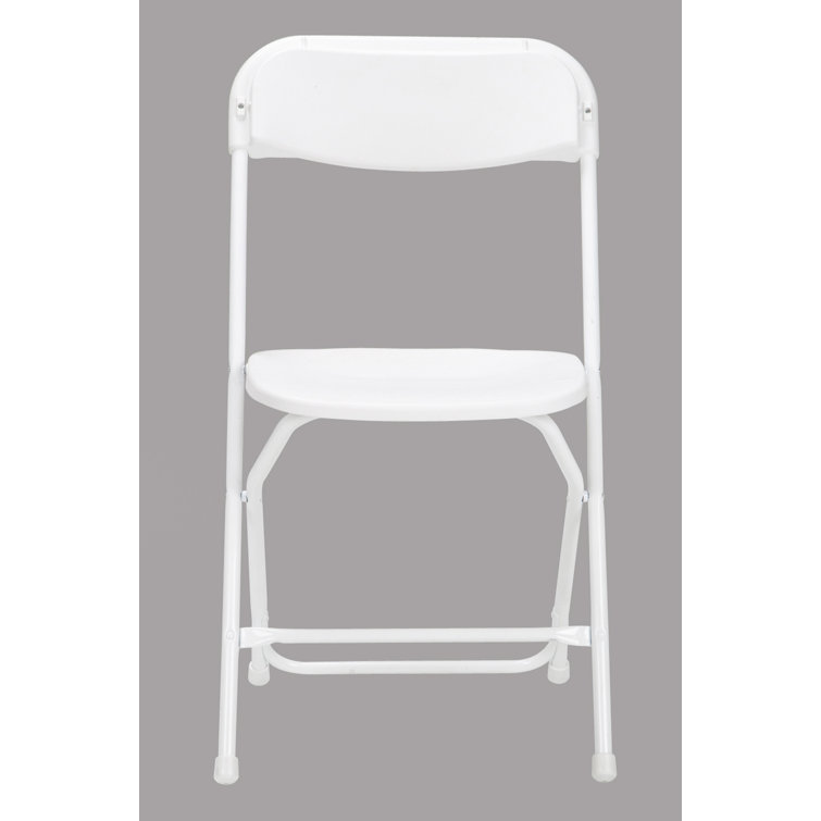 White Plastic Folding Chair Set with Steel Frame, 8-Pack