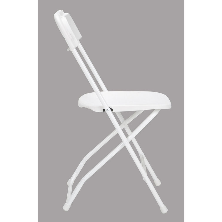 White Plastic Folding Chair Set with Steel Frame, 8-Pack