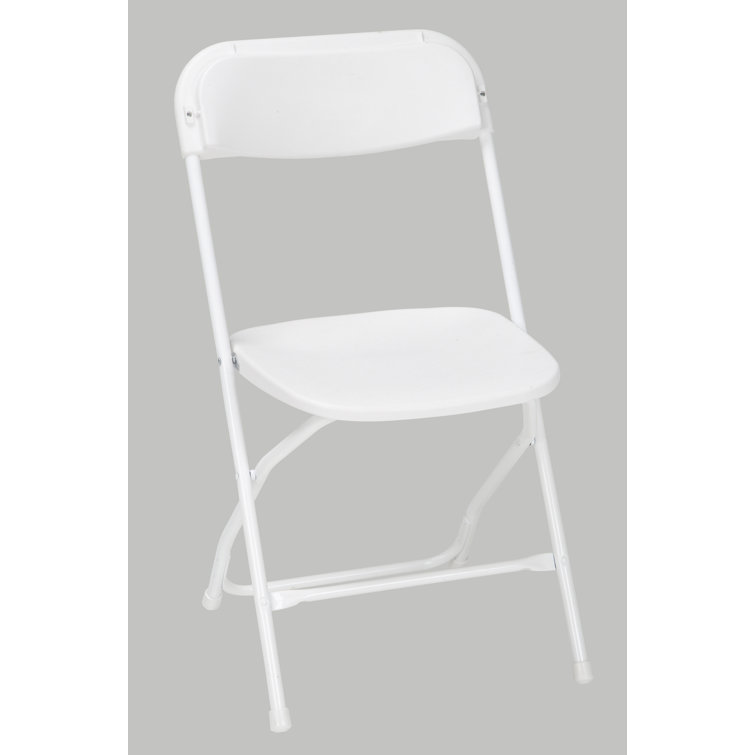 White Plastic Folding Chair Set with Steel Frame, 8-Pack