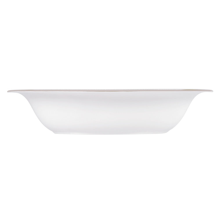 Gold Trimmed White Ceramic Serving Bowl