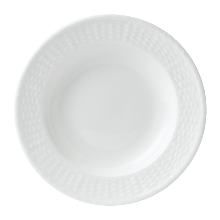 White Embossed Ceramic Soup and Salad Bowl