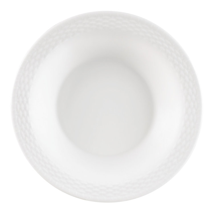 White Embossed Ceramic 10.25" Pasta Salad Dessert Bowl