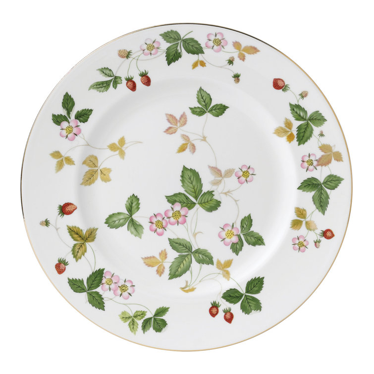 Wild Strawberry Fine Bone China Dinner Plate with Gold Rim