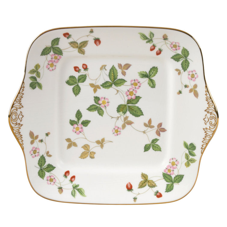 Wild Strawberry Floral Porcelain Square Cake Plate