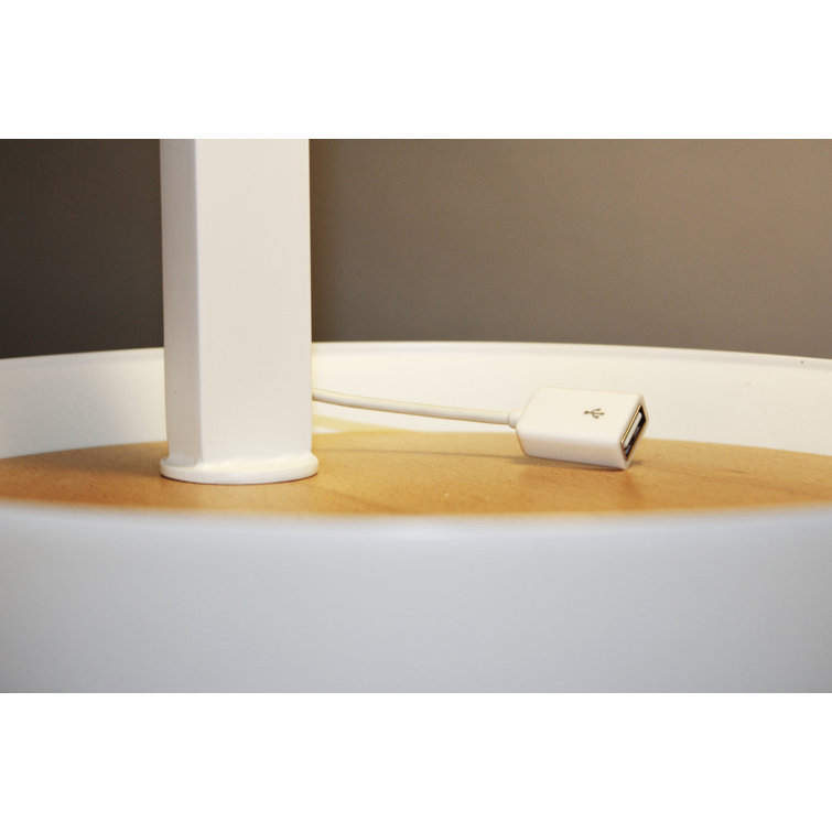 Carry USB 19.7" White Iron Rods Nautical Table Lamp