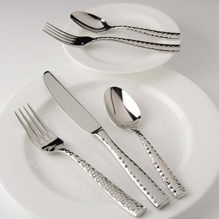 Lucca Faceted Stainless Steel 5-Piece Flatware Set