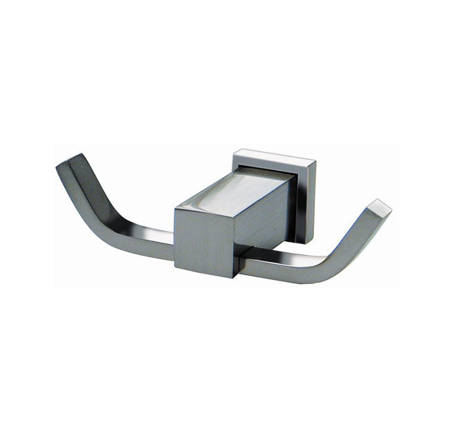 Satin Nickel Square Double Robe Hook