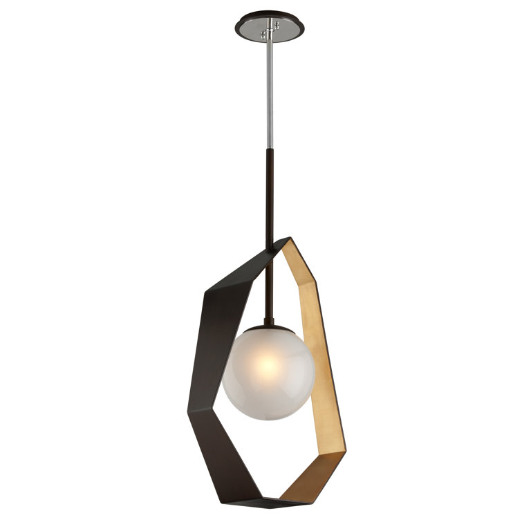 Origami Bronze & Gold Leaf Globe Pendant with Frosted Glass